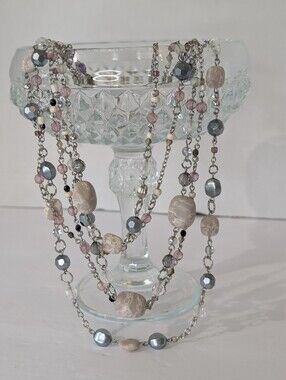 Lia Sophia Multi-Strand Neutral & Pink Beaded Women's Necklace